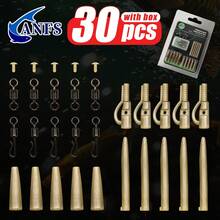30pcs Carp Fishing Accessories Kit - Quick Change Swivel, Plastic Lead Clip, Anti Sleeve, Great Terminal Tackle
