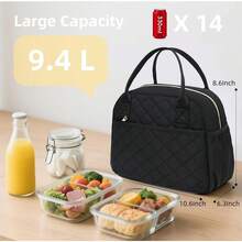 Lunch Box For Women Insulated Lunch Bag Lunchbox Cooler Thermal Leakproof Quilted Reusable Lunch Tote Bag For Work School Travel Picnic Black - 黑色 - 查看 8