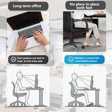 办公桌下脚凳 - 符合人体工学的办公桌下脚凳 - 带滚轮按摩器的摇摆脚凳 - 椅子、电脑游戏用腿托 - 促进腿部血液循环