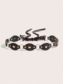 1条女士腰带，Y2K配饰，Y2K腰带，波西米亚西部风格咖啡色爱心铆钉拼接流苏打结腰带，适合搭配裙子、裤子，日常穿着，派对，音乐节，情人节礼物，节日礼物，生日礼物 - F - 查看 3