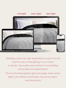 1件绗缝被芯 - 超细纤维被芯，四季皆宜，羽绒替代品，适合家庭和宿舍使用，通过Oeko-Tex认证 - 黑色 - 查看 10