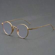 1副复古小框透明镜片眼镜，时尚圆形男女通用眼镜框，超轻金属眼镜 - 彩色 - 查看 7