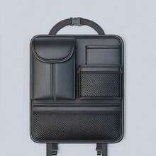 Premium Car Seat Back Storage Bag (38 * 34 Cm / 14.96 * 13.38 Inches) | Foldable & Adjustable, PU Leather Material, Multi-Compartment Design | Suitable For SUV, Sedan And Hatchback | Great For Trunk And In-Car Storage - Black - View 12