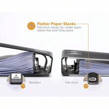 XISH Bostitch - Grapadora de oficina resistente capacidad de 40 hojas sin atascos media tira cabe en la palma de tu mano para aula oficina o computadora cromo negro - Cromo negro + Tira completa - Ver 2