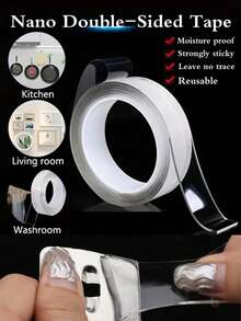 1PC/2pcs Household Multi-Purpose Double-Sided Transparent Nano Tape, Washable And Reusable Double-Sided Adhesive Tape, No-Residue Nano Stickers, Removable Universal Disc Adhesive