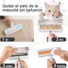 Rodillo y Detallador Quitapelos para Mascotas - Removedor de Pelaje Reutilizable y Eficiente para Gatos y Perros, Limpieza Fácil y Sin Esfuerzo, Ideal para Sofás, Alfombras, Ropa y Muebles - Blanco - Ver 2