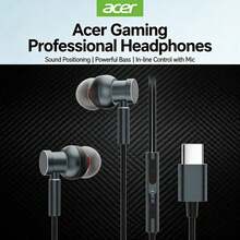 Acer Căști de gaming cu fir OHW020, intraauriculare: Design ergonomic, adaptat canalului auditiv, pentru o purtare confortabilă, pe termen lung, fără disconfort; Sunet surround cu audio pozițional precis; Comenzi în linie și microfon de înaltă definiție; Plug and Play, perfecte pentru jocuri mobile. Culoare gri fier.