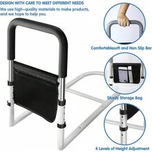 Bed Rails For Ederly Adults Safety, Bed Assist Rails For Seniors Fall Prevent Adjustable Height For Grab Bar Fits King Queen Full Twin Bed… - mặc định - Xem 3