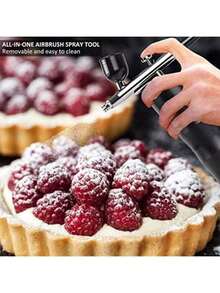 48PSI高压防堵塞喷笔套装，带压缩机 - 无线充电，包含0.25mm喷嘴和清洁刷，适用于美甲、化妆、绘画和蛋糕装饰