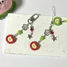 1pc "Peace And Happiness" Red Apple Phone Lanyard, Personalized Bag Charm Pendant, Cute Christmas Keychain Compatible With Android And Most Smartphone,Gifts For Mother, Family, Friends, Kids, Birthday, Holiday Phone Chain - Multicolor - View 7