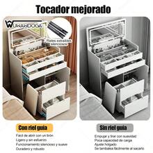 Buró Minimalista Moderno con Espejo y Banco,Tocador de Dormitorio,Ideal para Dormitorios, Salones y Vestidores - Blanco - Ver 9