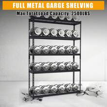 Estantería industrial de metal con capacidad para 1137 kg, 5 niveles ajustables para garaje, 122 cm de ancho x 45 cm de profundidad x 183 cm de alto, ideal para sótanos, almacenes y garajes. - Negro - Ver 8