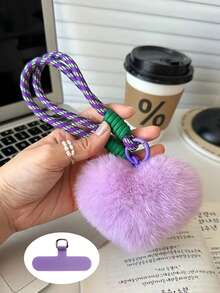 1 件蓬松心形吊坠，可旋转手机挂绳，包包挂饰，钥匙扣，适用于一般手机 - 彩色 - 查看 26