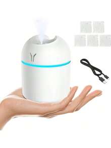 250ML USB Mini Air Humidifier Aroma Essential Oil Diffuser For Home Car Ultrasonic Mute Mist Maker Diffuser With LED Color Lamp LED Humidifier, Cute Cool Mist Humidifier With LED Light -Refreshes Room, Plants, And Car - Perfect For Home, Office, And School -Great Gift For Holidays And Back To School - Multicolor - View 2