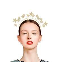 一套波西米亚风日月发箍、皇冠、六芒星耳环，婚礼及新娘配饰 - 彩色 - 查看 2