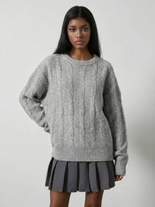 Women's Spring/Summer Fashion New Arrivals: Commute/Casual/Comfortable/Travel/Home/Gentle Elegant, Ins European And American Chic Soft Round Neck Pullover Sweater - Light Grey - View 9