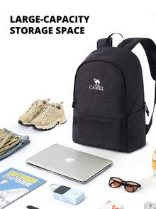 CAMEL CROWN 休闲运动通勤背包，轻便旅行户外徒步包 - 幻影黑 - 查看 4