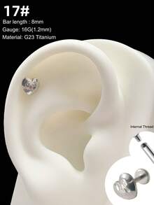 1件装时尚钛金唇钉，内螺纹耳钉，月光石、蛋白石、绿松石、叶子图案，5A级宝石，G23材质，植入级，心形耳骨环，鼻环，鼻中隔饰品，月亮、蝴蝶、星星耳骨环，铰链式鼻中隔耳环，耳廓、耳轮、耳屏耳环，唇钉，梦露唇环，唇钉，顶部螺丝平底耳钉，耳廓唇钉，梦露唇钉，美杜莎唇鼻穿孔饰品，适合女性日常佩戴，圣诞节和万圣节礼物