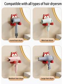 Multifunctional No-Drill Universal Hair Dryer Holder, Bathroom Wall-Mounted Hair Dryer Storage Rack - Multicolor - View 3