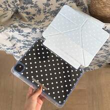 六色波点亚克力iPad保护壳，适用于iPad第11代、iPad Pro 2025、iPad Air 7/6、第10代、11英寸，可爱设计，带笔槽，可折叠，简约韩式风格 - 彩色 - 查看 10