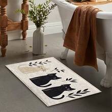 1件装可爱黑白猫咪图案速干吸水浴室地垫，防滑超柔软浴室地毯，可水洗，低绒毛，TPR底背，针织面料，适用于浴室、卧室、厨房、玄关、室内外，浴室配件及装饰 - 彩色 - 查看 6