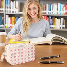 Bolsa A Lpiz, Organizador De Cajas De Lpiz, Bolsa Organizadora De Papelera Cosmtica Con Cremallera Y Almacenamiento De Compartimentos Para Viajes, Aula, 21.5x13.5x8.9 - hacer - Ver 2