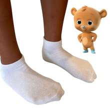 Kit 3 Pares Meia Infantil Branca Pimpolho Cano Baixo Algodão Antiderrapante Unissex Tamanho 31-34 - Branco - Visão 2