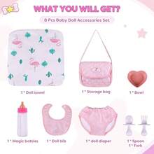 - Juego de 8 bolsas de paales para muecas de 17 a 22 pulgadas, accesorios de alimentacin para muecas de beb con bibern de leche desaparecida y tenedor para juguetes de juego de - inicial - Ver 5