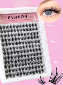 144 Pcs Lash Clusters DIY Eyelash Extensions Cluster Lashes Wispy Individual False Eyelashes C Curling10-14mm Thick Fluffy Eyelash Clusters Lash Clusters, Eyelash Clusters, Individual Eyelashes, Lashes, Fake Lashes - Black - View 4