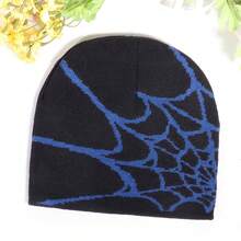 1pc Men's Spider Web Knitted Hat, European & American Y2K Design, Suitable For Halloween, Acrylic Warm Cap For Daily Wear, Autumn/Winter Beanie Fall Outfit - Spider Web Pattern - View 35