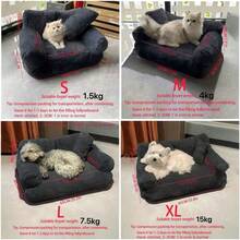 4 saisons Canapé pour chat de compagnie, Lit de chat amovible et lavable, Lit de chien, Lit de chat, Fournitures pour animaux de compagnie - Gris foncé - Voir 6
