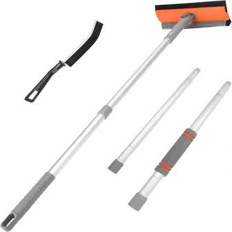 Professional Window Squeegee,2 In 1 Squeegee Window Cleaner With Long Stainless Steel Handle,Sponge Car Window Squeegee For Gas Station, Glass,Shower (Sponge Style)