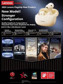 Lenovo TA210 Bluetooth-Kopfhörer: Geräuschunterdrückung, tiefer Bass-Stereoklang, Kopplungsunterstützung, Anruffunktion, bequemer Sitz, separates Mikrofon, lange Akkulaufzeit, geringe Latenz beim Spielen und kabellose In-Ear-Kopfhörer für die Musikwiedergabe.