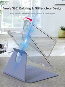 Anti-Scratch IPad Case Compatible With Built-In Pencil Holder, 360 Degree Rotating Folio Stand Cover, Premium Shockproof Auto Wake/Sleep And Flexible Viewing Angles-Light Grayish Purple - Dusty Purple - View 3