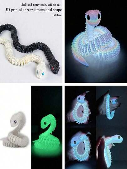 1/2/3/4/5pcs Fully Articulated 3D Printed Snake Figurines, Colorful Home/Office Decor Desktop Ornaments, Suitable For Various Room Decorations, Can Be Used As Statues, Stress Relievers, Gifts For Birthday, Halloween, Christmas, Parties