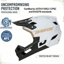 BMX HelmetBATFOX - Casco de bicicleta de montaña de cara completa para hombres y mujeres y adultos casco Downhill DH BMX MTB - Blanco - Ver 3