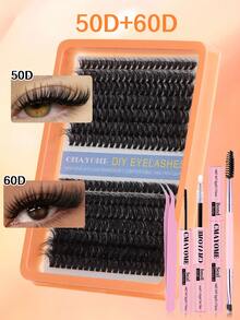 Set de gene false în formă de cluster 266/280, gene curbate în formă de D, diverse densități mixte, lungime 10-20 mm, super moi, naturale și frumoase. Trusa de instrumente pentru gene DIY include o pensetă, lipici pentru gene și o pensulă pentru gene, ușor de utilizat pentru începătorii în machiaj. Gene false pufoase portabile, potrivite pentru munca zilnică, călătorii, nunți și fotografie de portret. - Multicolor - Vizualizare 19