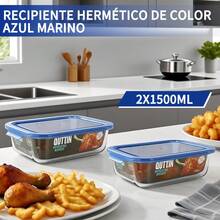 2 piezas/3 piezas Recipientes de Almacenamiento de Alimentos de Vidrio con Tapas | Cajas de Almuerzo Herméticas y A Prueba de Fugas | Preparación y Almacenamiento de Comidas | Aptos para Microondas, Horno, Refrigerador y Lavavajillas - transparente - Ver 13