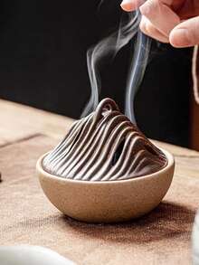 1个山形香炉，现代简约石纹桌面家居装饰，适用于客厅和家居摆设 - 彩色 - 查看 3