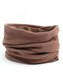 1条男女通用加厚抓绒围巾 - 防风、保暖、纯色、弹力贴合、可机洗，适合秋冬季时尚穿搭，冬季时尚配饰 | 简约围巾 | 涤纶混纺围巾，女士围巾，女士围脖，女士头巾