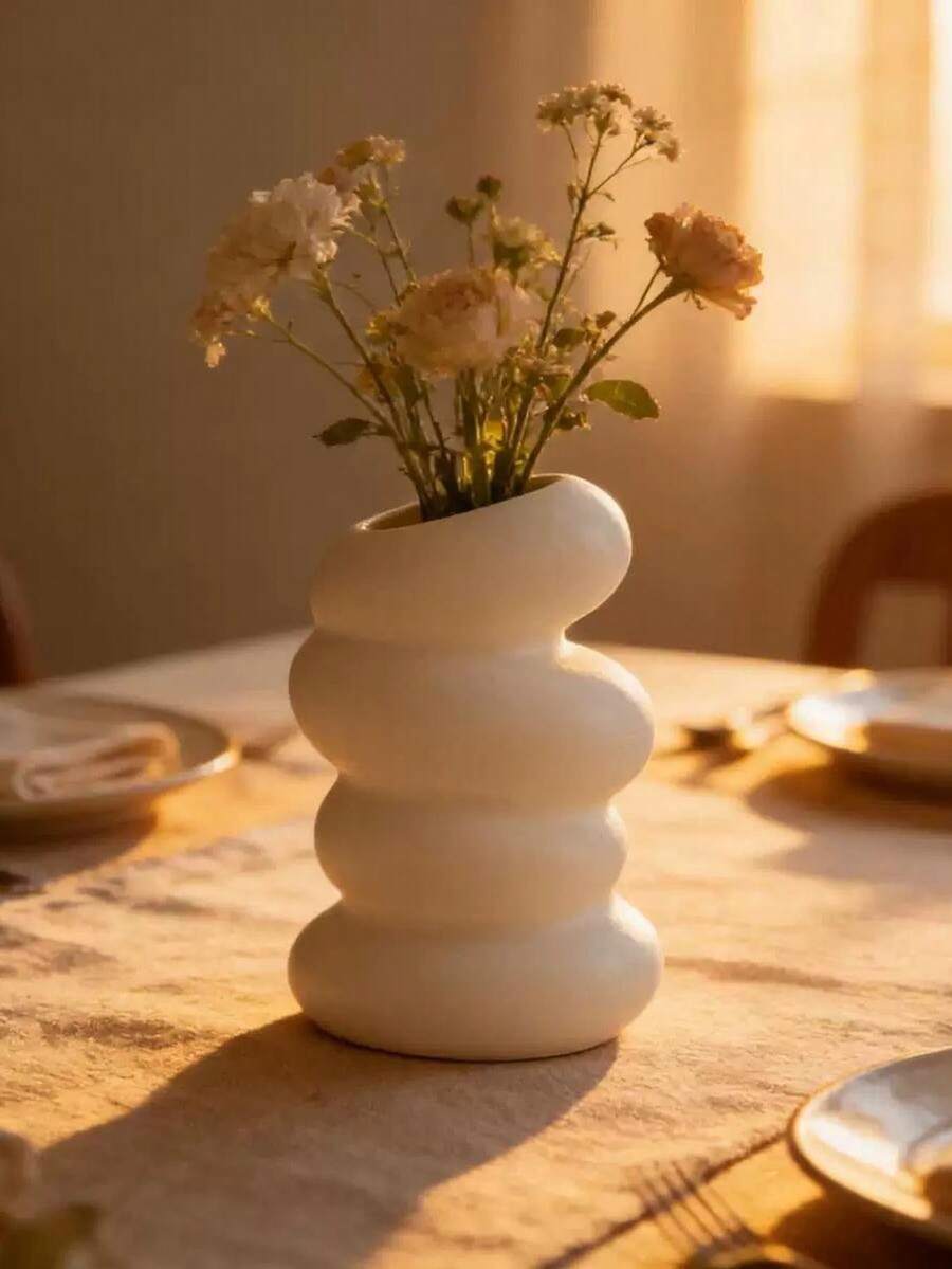 1 件几何菱形图案花瓶,现代优雅家居装饰,适用于餐桌、客厅、办公室,白色 3D 设计,可搭配花卉摆设,流行装饰配件,礼品之选,时尚室内装饰,温馨氛围中心摆件 - 彩色 - 查看 1