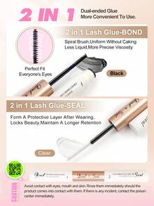 Rikuaild 三合一棕色假睫毛套装，包含60D/80D/100D柔软保湿单根假睫毛、睫毛胶水、镊子，在家DIY打造精致妆容，196/228/260片柔软蓬松浓密睫毛嫁接套装，持久耐用的卡通风格尖刺单根假睫毛套装，新年和圣诞节送给女性的理想礼物 - 彩色 - 查看 2