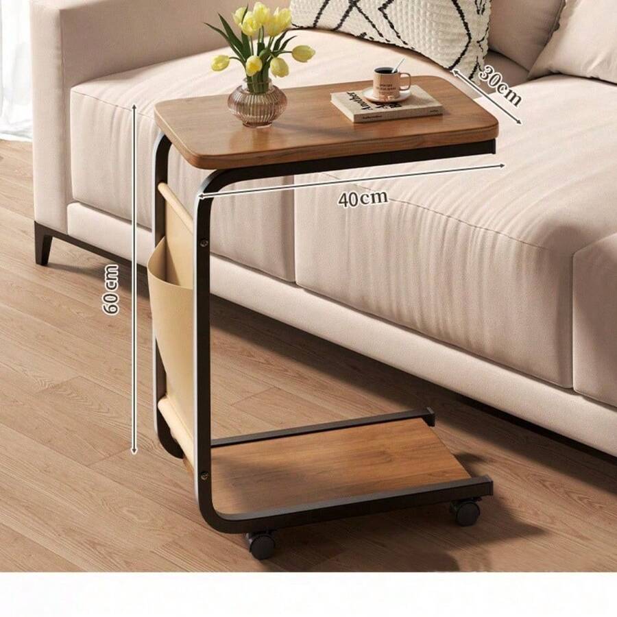 Side Table C Shaped For Sofa Coffee End Tables For Living Room Bedside Tables UK - Brown - View 1