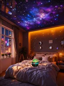 1 Piece Of Aurora Starry Sky Projector Light - USB Powered RGB Night Light, With Remote Control, Multi-Color Wave Light Changing LED Light, Aurora Effect Starry Sky Light, Suitable For Bedroom, Living Room And Home Festival Party Decoration Atmosphere Light, Creating A Romantic Aurora Starry Sky Atmosphere Around! It Is A Perfect Gift For Christmas, Valentine's Day And Various Festivals! - ánh sáng đa sắc - Xem 4