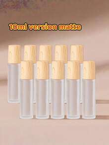 Chai lăn 5ml & 10ml bằng thủy tinh mờ, nắp vân gỗ, dùng đựng mỹ phẩm, tinh dầu, nước hoa, đồ du lịch, bán chạy giá rẻ. - Màu Khaki - Xem 4