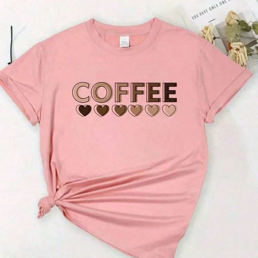 Camiseta Feminina Coffe Blusa estampada de algodão Promoção