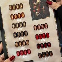 10毫升/瓶 2025秋冬新款热销美白黑色指甲油，含闪粉、黑色水钻、玻璃珠、磁性、水晶猫眼凝胶指甲油，白色指甲油，法式美甲，圣诞美甲 - 彩色 - 查看 5