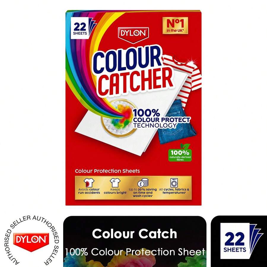 Dylon Colour Catcher Laundry Sheets, Colour Protection For Clothes, Prevent Colour Run In Wash, Protect Garments, Keep Colours Bright For All Fabrics, 22 Sheets - Multicolor - View 1