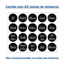 Porta Temperos 6 Potes Cozinha Organizada Moderna Cartela 20 etiquetas. - Multicolorido - Visão 6
