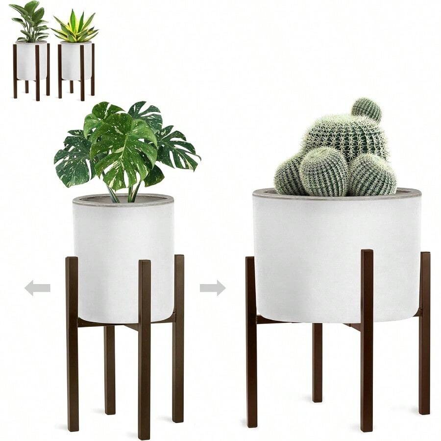 Plant Stands & TablesSorbus - Soporte ajustable de metal para plantas soporte para macetas de estilo mediados de siglo soporte para macetas de 10 a 16 pulgadas para decoración moderna del hogar plantas de interior - Marrn - Ver 1